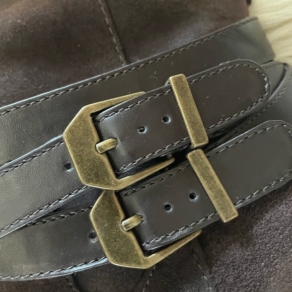 INC International Concepts Jordana Brown Suede Knee High Boots Chunky Heel Sz 5M - Picture 4 of 11